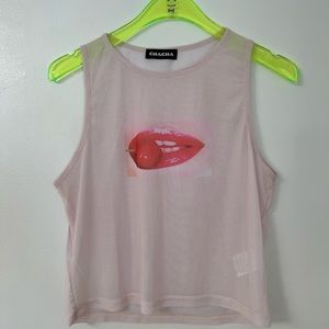 ChaCha fits semi see through baby pink baby tank